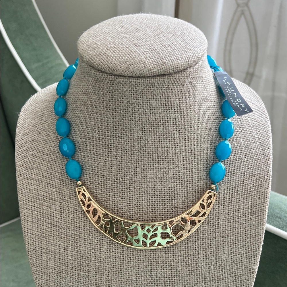 Laundry By Shelli Segal Turquoise Beaded Necklace with Gold Cuff
